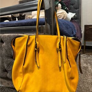Yellow Leather Tote Bag